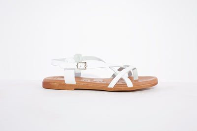 OH MY SANDALS -4952  FLAT STRAP FASHION SANDAL - WHITE
