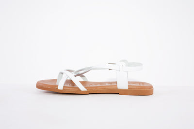 OH MY SANDALS -4952  FLAT STRAP FASHION SANDAL - WHITE