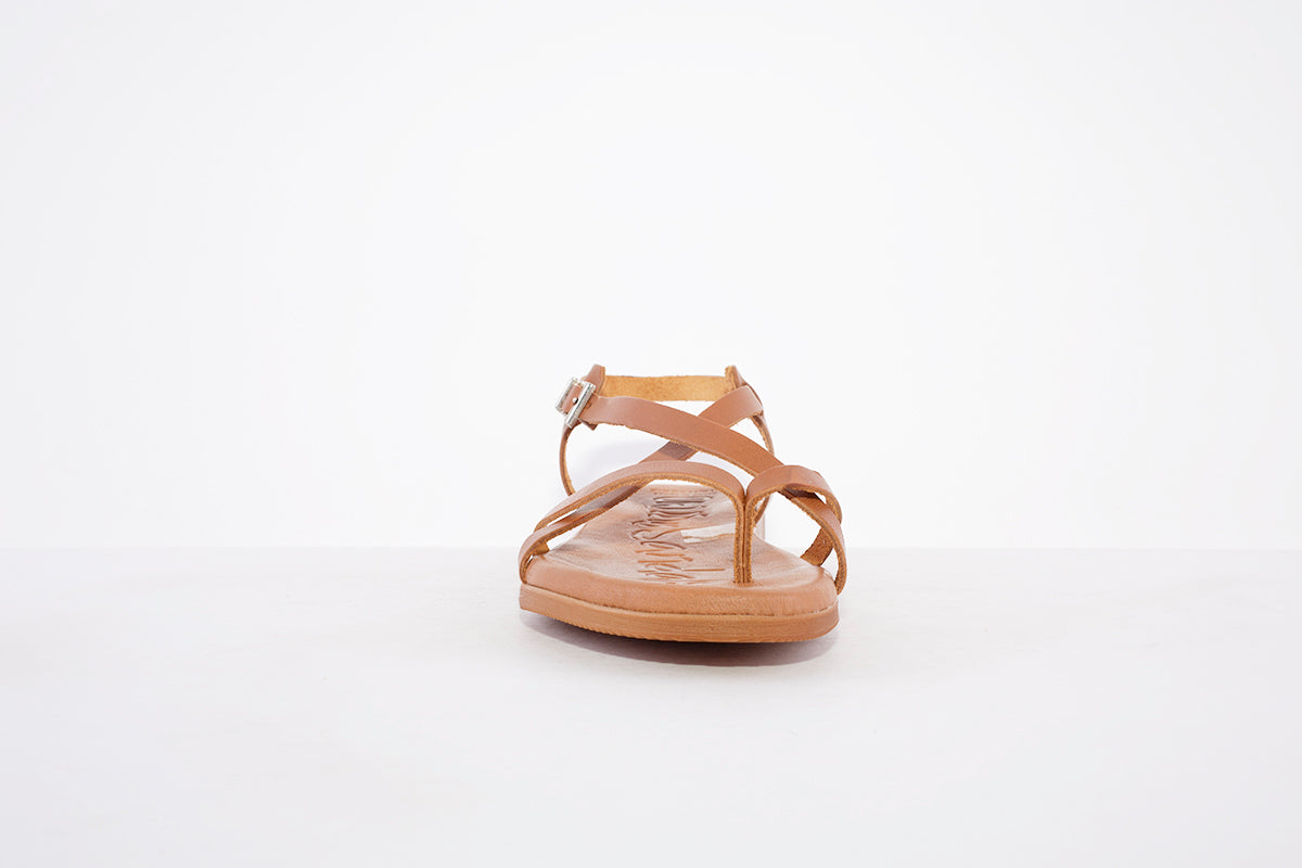 OH MY SANDALS - 4952 FLAT STRAP FASHION SANDAL - TAN