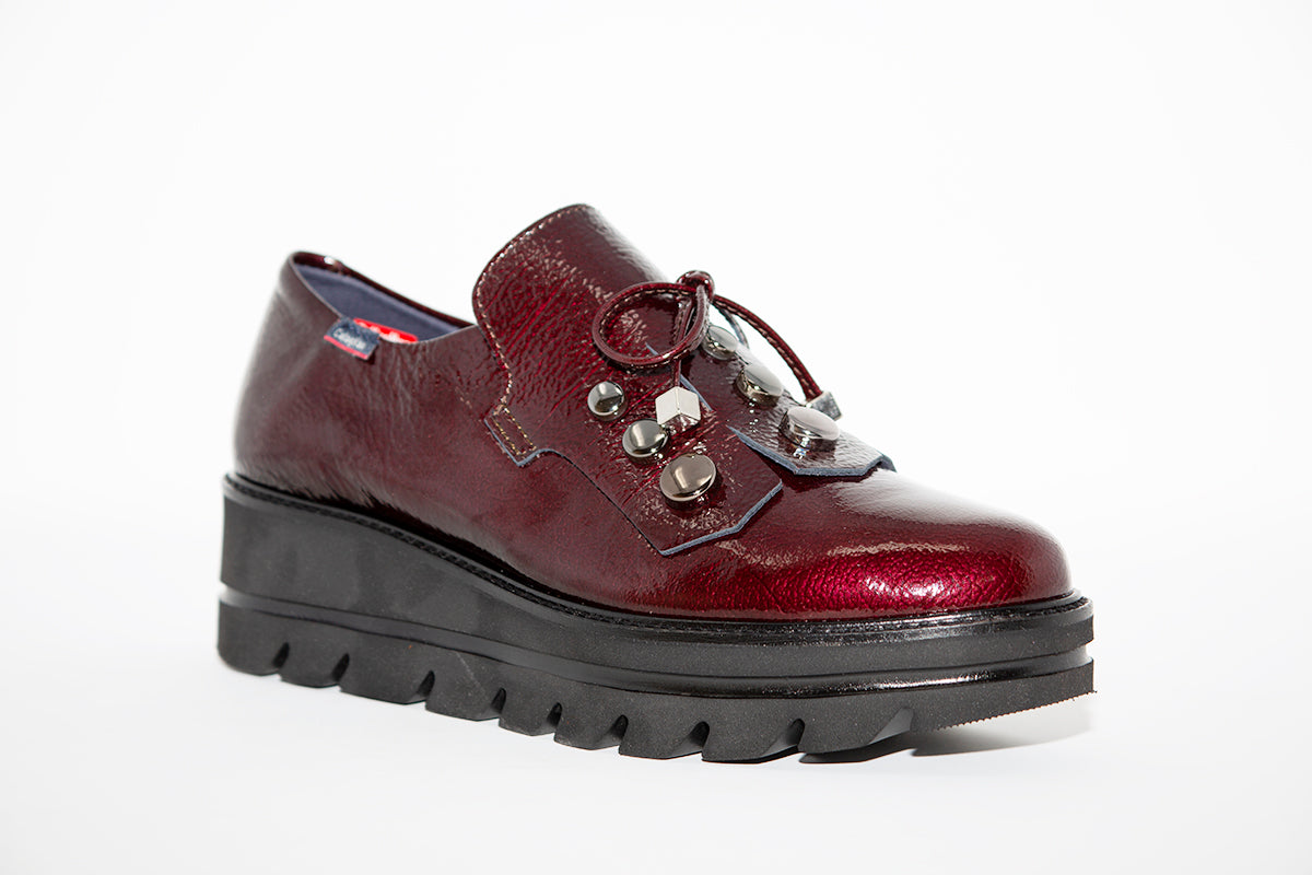 CALLAGHAN - 14828 SLIP-ON CASUAL WEDGE SHOE - BURGANDY PATENT