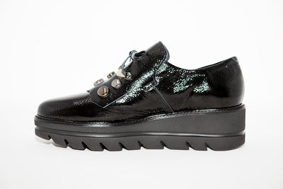 CALLAGHAN - 14828 SLIP-ON CASUAL WEDGE SHOE - BLACK PATENT