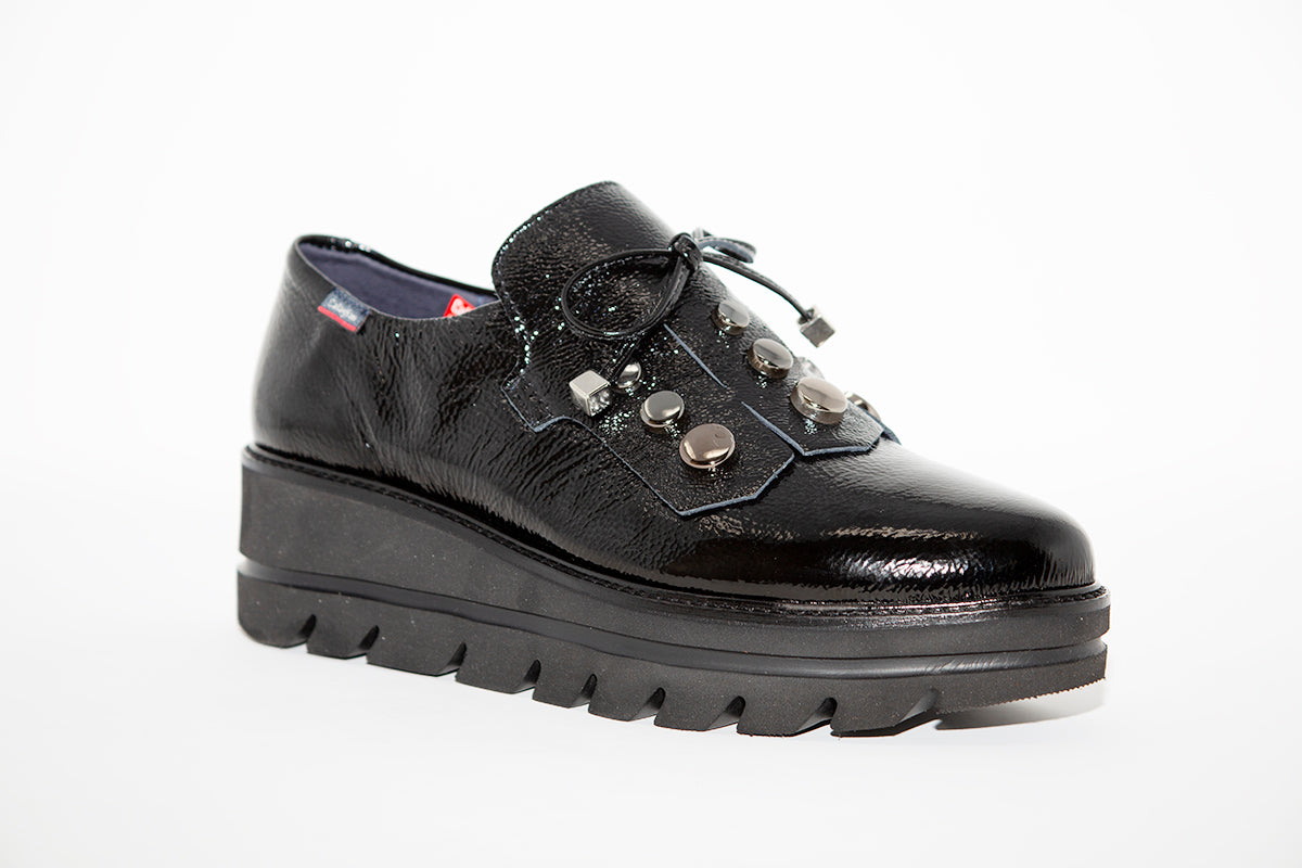 CALLAGHAN - 14828 SLIP-ON CASUAL WEDGE SHOE - BLACK PATENT