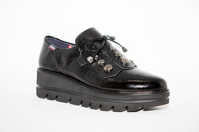 CALLAGHAN - 14828 SLIP-ON CASUAL WEDGE SHOE - BLACK PATENT