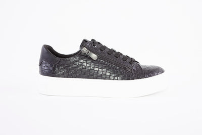 MARCO TOZZI - 23764-053 LACED FASHION SHOE WITH SIDE ZIP - BLACK