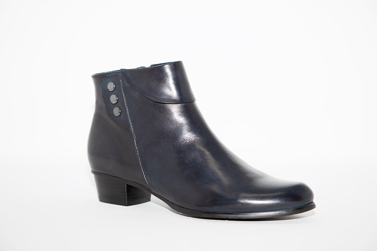 REGARDE LE CIEL - STEFANY-186 LOW HEEL ANKLE BOOT - NAVY