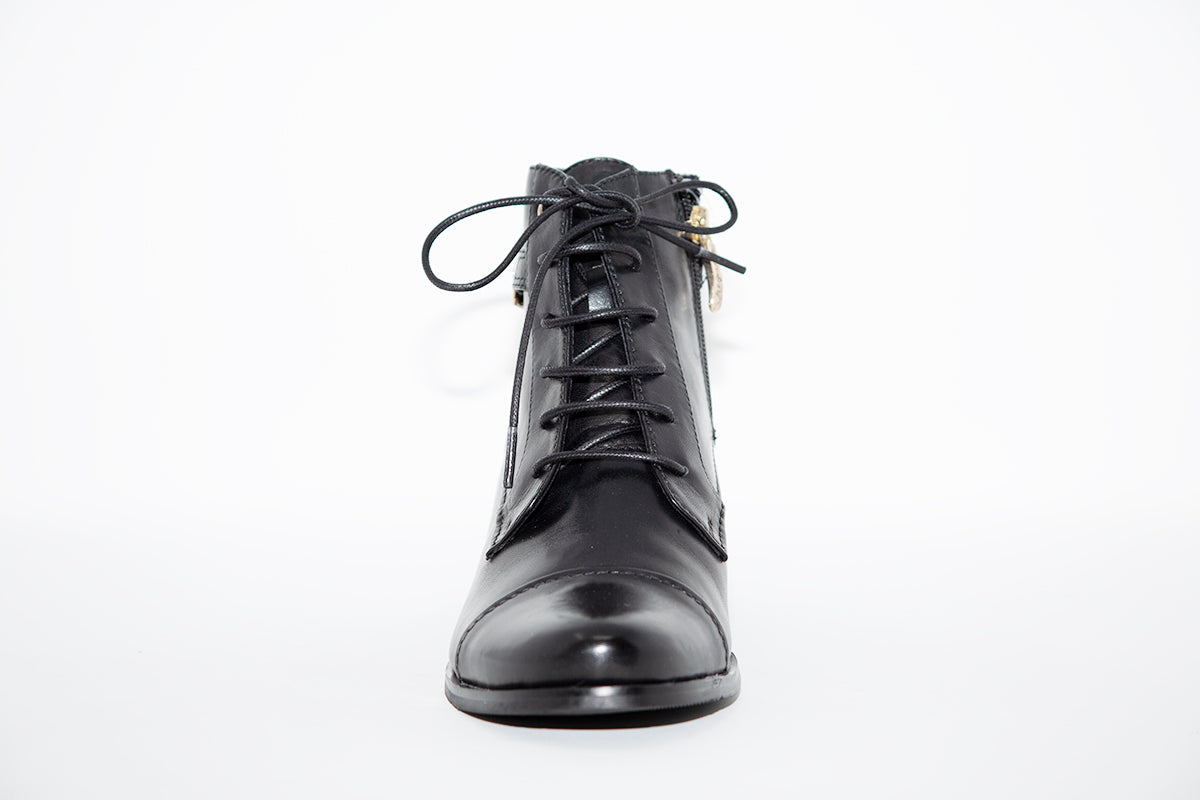 REGARDE LE CIEL - JOLENE LOW HEEL LACE ANKLE BOOT - BLACK