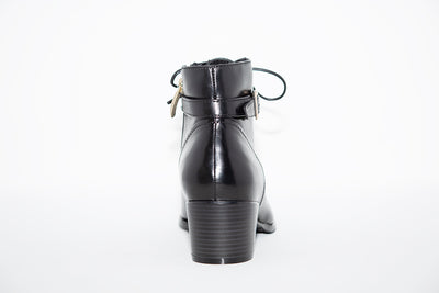 REGARDE LE CIEL - JOLENE LOW HEEL LACE ANKLE BOOT - BLACK