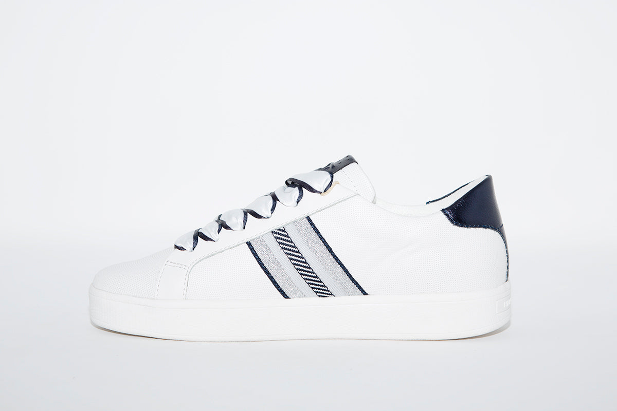 MARCO TOZZI - LACED TRAINER - WHITE/NAVY