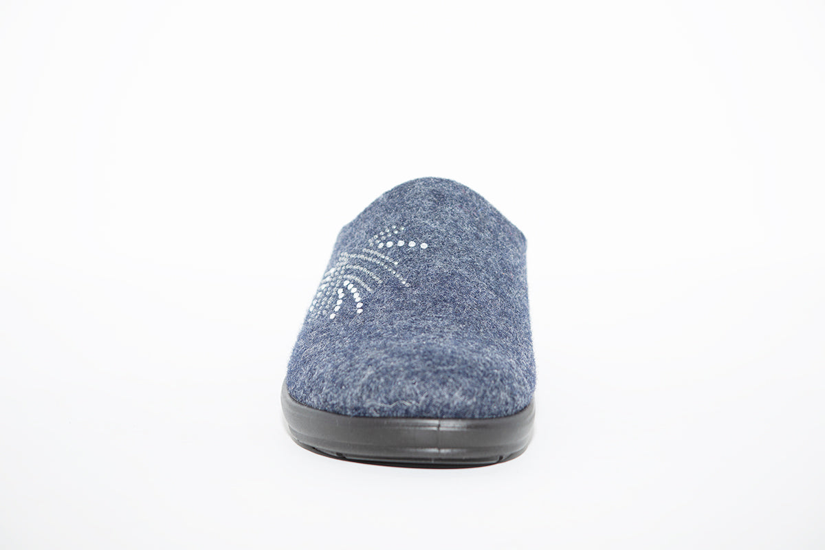 ROHDE - 6162 Navy Wedge Mule Slipper