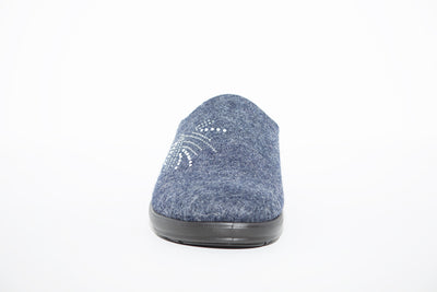 ROHDE - 6162 Navy Wedge Mule Slipper
