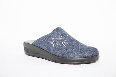 ROHDE - 6162 Navy Wedge Mule Slipper