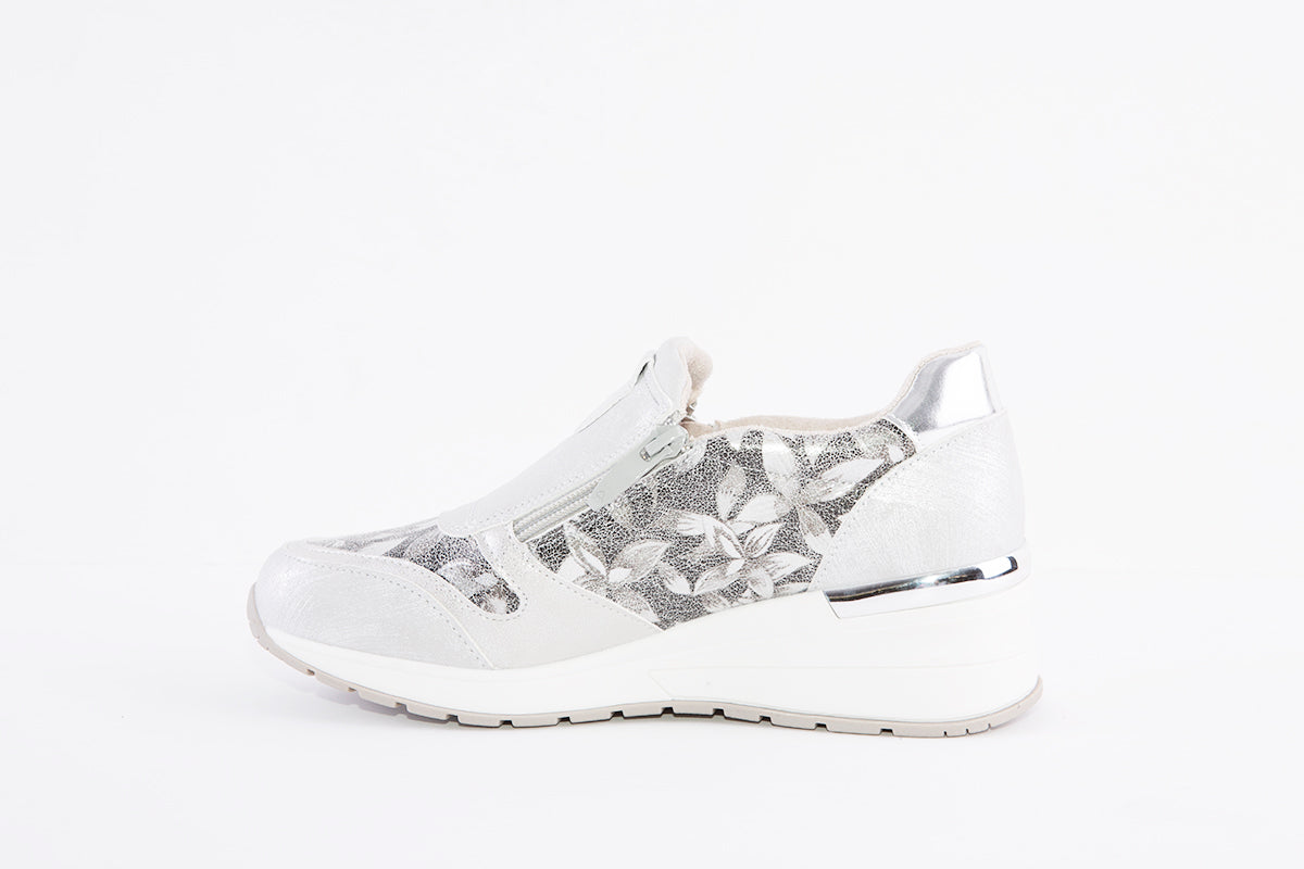 Susst Bonnie22 Silver Medium Wedge Twin Zip Casual Shoe