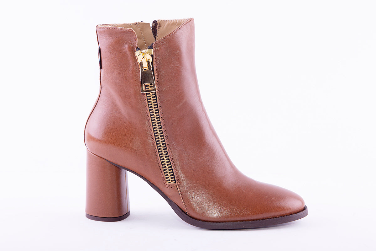 MARCO MOREO - G642 ZIP ANKLE BOOT - TAN LEATHER
