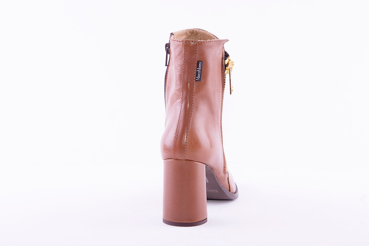 MARCO MOREO - G642 ZIP ANKLE BOOT - TAN LEATHER