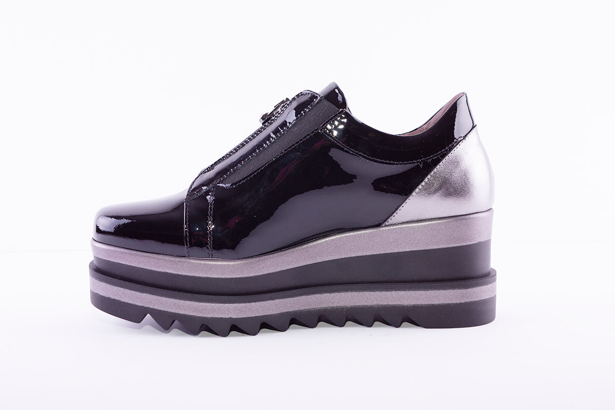 MARCO MOREO - L195 WEDGE FASHION SHOE - BLACK PATENT