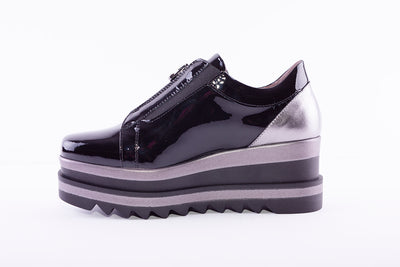 MARCO MOREO - L195 WEDGE FASHION SHOE - BLACK PATENT