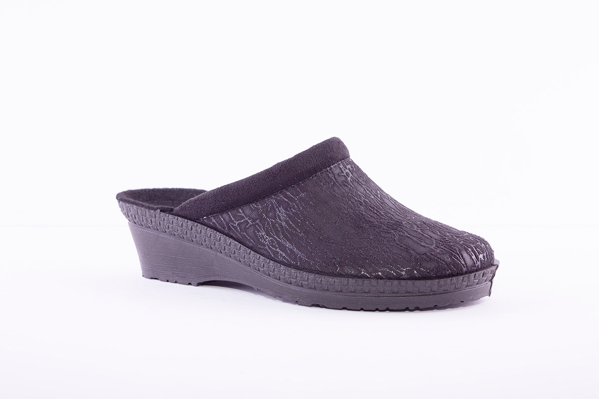 ROHDE - 2455 Black Wedge Mule Slipper
