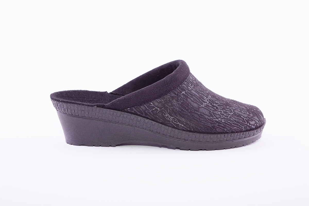 ROHDE - 2455 Black Wedge Mule Slipper