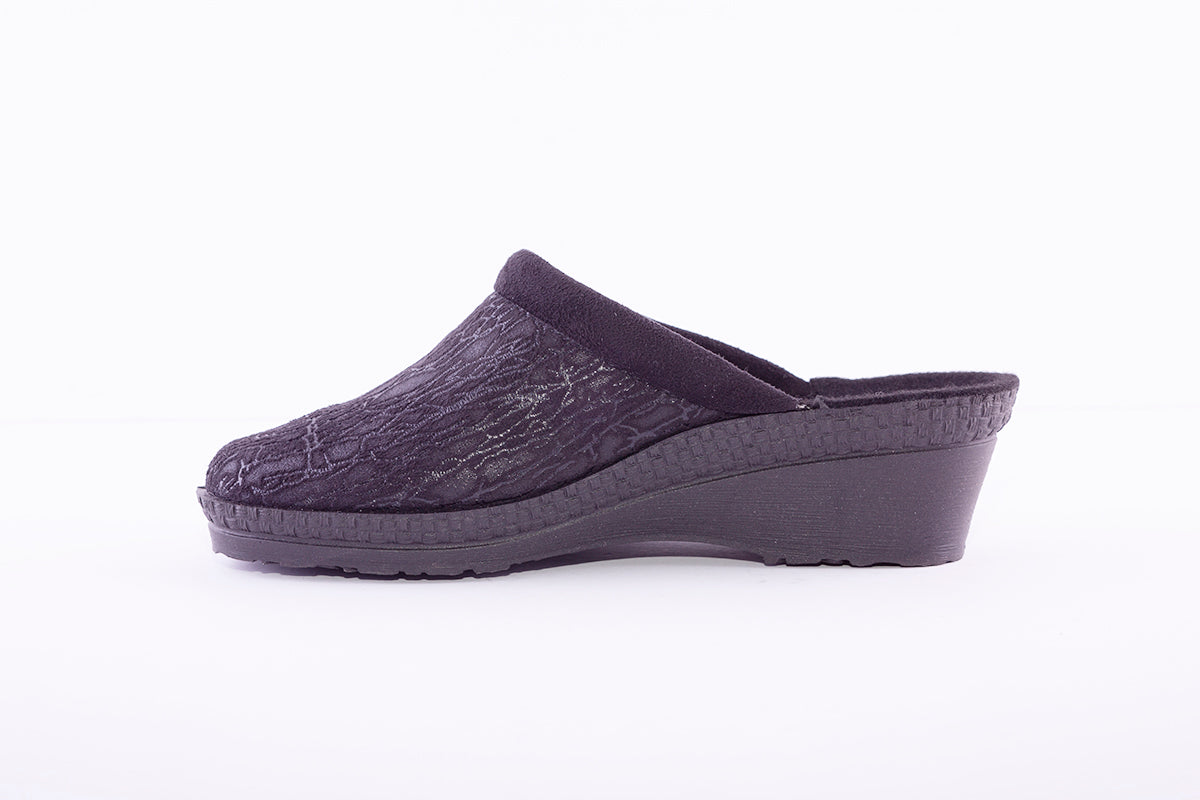 ROHDE - 2455 Black Wedge Mule Slipper