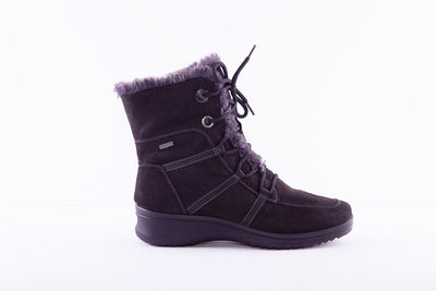 ARA - 48554 LOW WEDGE LACED ANKLE BOOT - BLACK