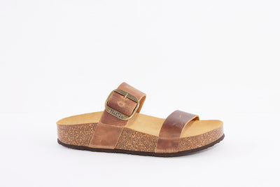 PLAKTON - 343004 FLAT BUCKLE MULE - BROWN NUBUCK
