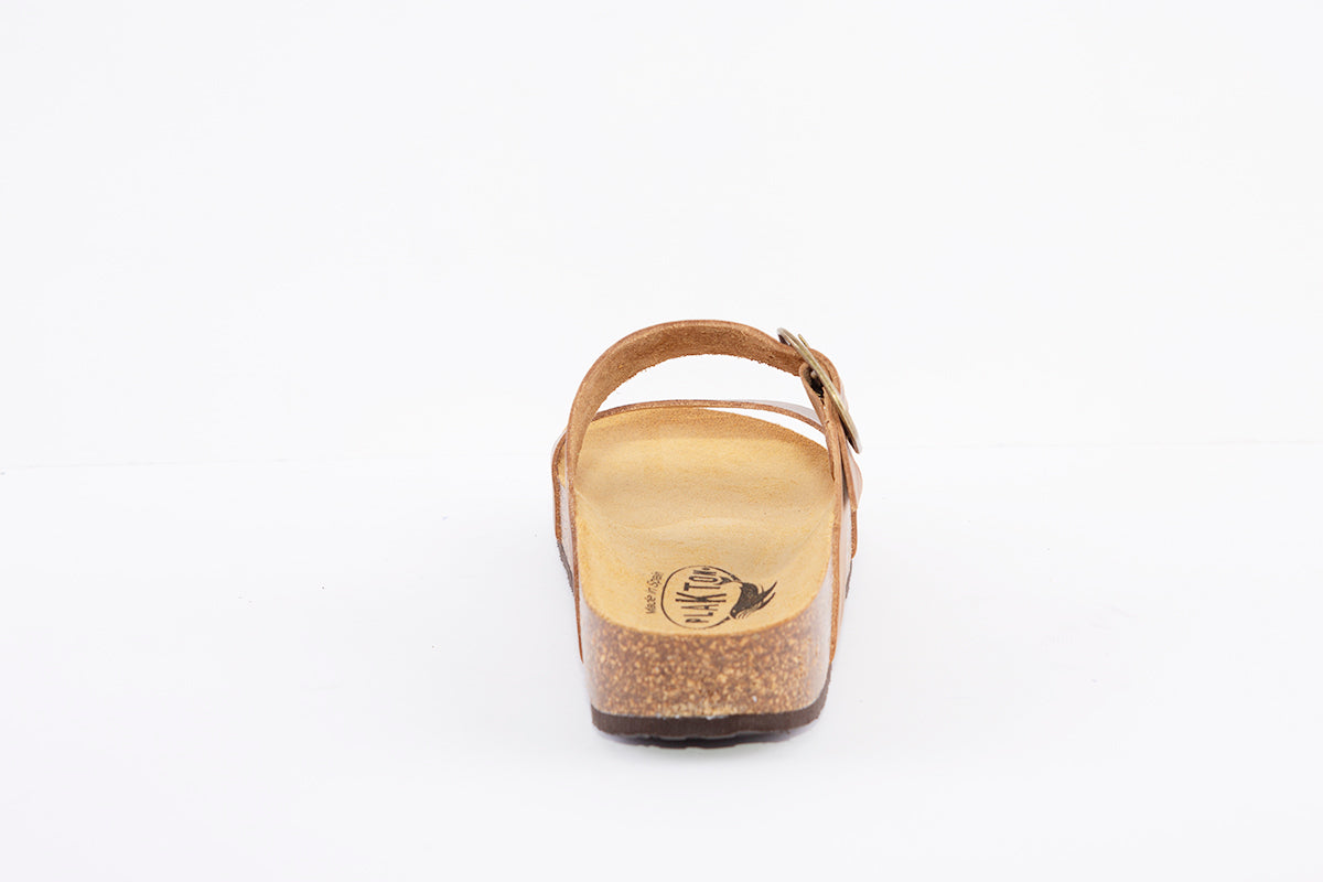 PLAKTON - 343004 FLAT BUCKLE MULE - BROWN NUBUCK