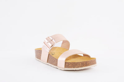 PLAKTON - 343004 FLAT BUCKLE MULE - ROSE GOLD