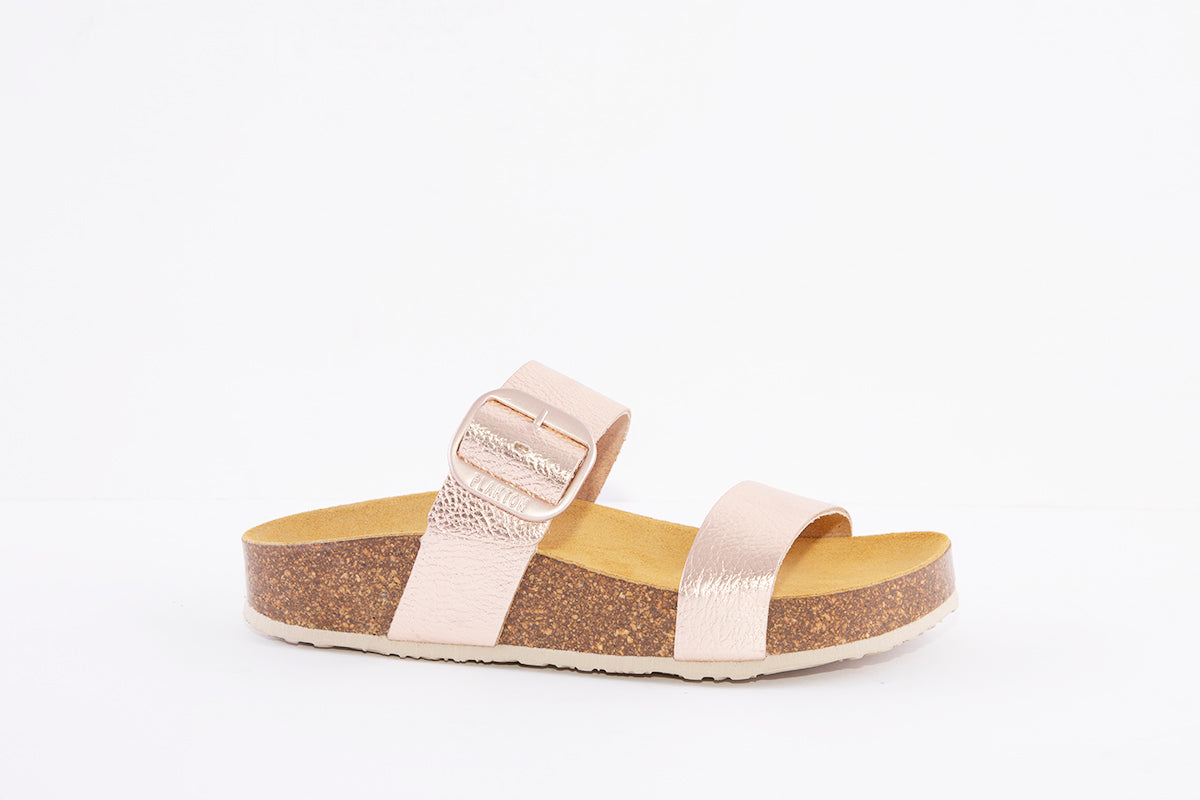 PLAKTON - 343004 FLAT BUCKLE MULE - ROSE GOLD
