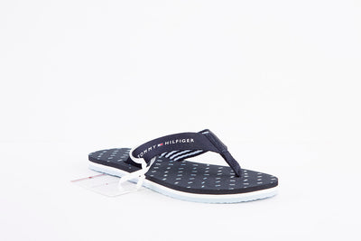 TOMMY HILFIGER -  FLAGS FLAT TOE-POST MULE - NAVY