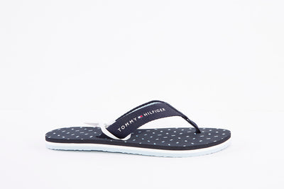 TOMMY HILFIGER -  FLAGS FLAT TOE-POST MULE - NAVY