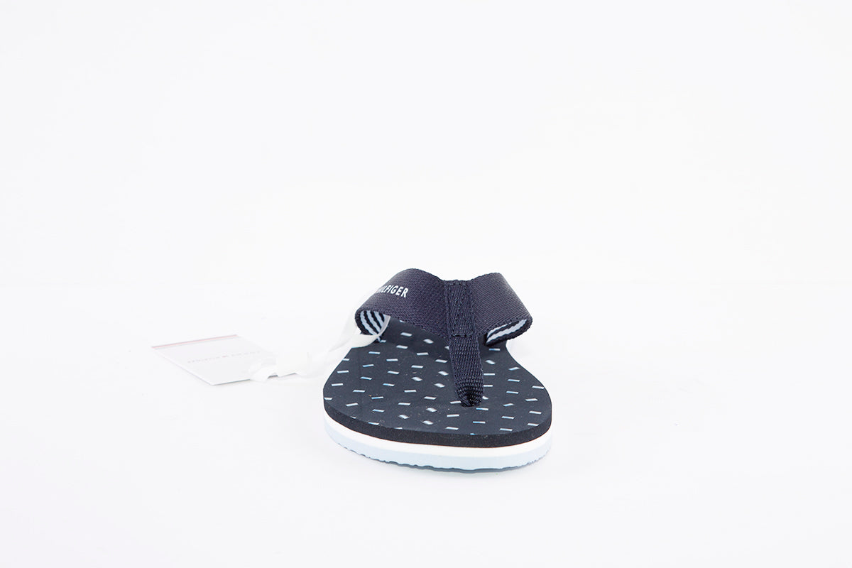 TOMMY HILFIGER -  FLAGS FLAT TOE-POST MULE - NAVY