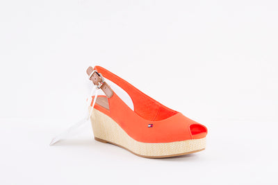 TOMMY HILFIGER -  ICONIC ELBA-WEDGE SANDAL - CORAL