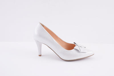 BIOECO - 6298 HIGH HEEL COURT SHOE - SILVER