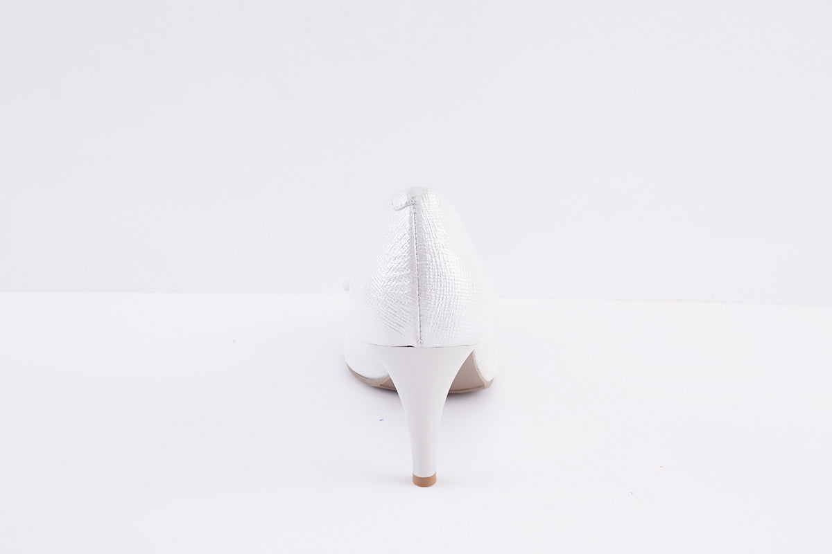 BIOECO - 6298 HIGH HEEL COURT SHOE - SILVER