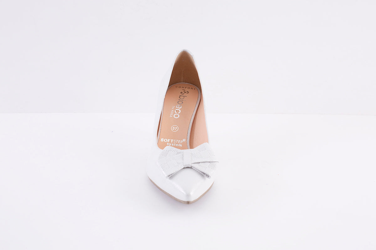 BIOECO - 6298 HIGH HEEL COURT SHOE - SILVER