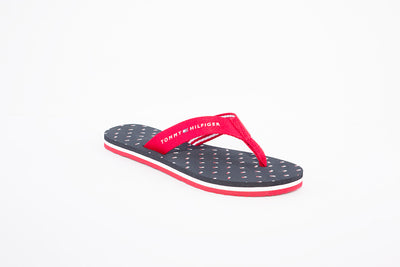 TOMMY HILFIGER - FLAGS FLAT BEACH TOE-POST MULE - RED
