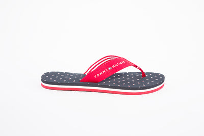 TOMMY HILFIGER - FLAGS FLAT BEACH TOE-POST MULE - RED