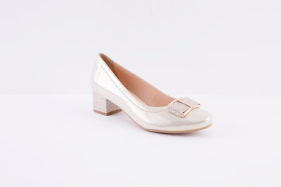 BIOECO - 5632 LOW HEEL COURT SHOE - GOLD