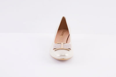 BIOECO - 5632 LOW HEEL COURT SHOE - GOLD