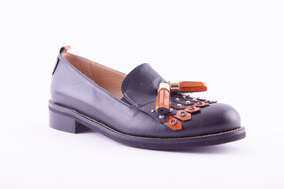MARCO MOREO - G451 FRINGE LOAFER - BLACK LEATHER