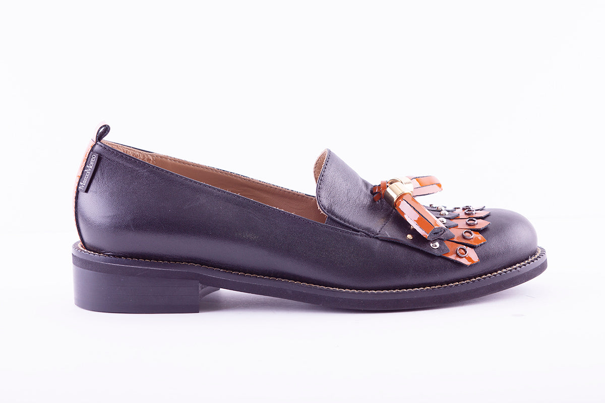 MARCO MOREO - G451 FRINGE LOAFER - BLACK LEATHER