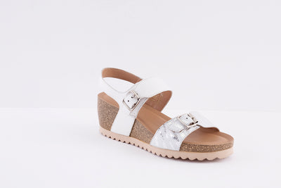LOTUS - BRYNLEE WEDGE BUCKLE FASHION SANDAL - WHITE PRINT