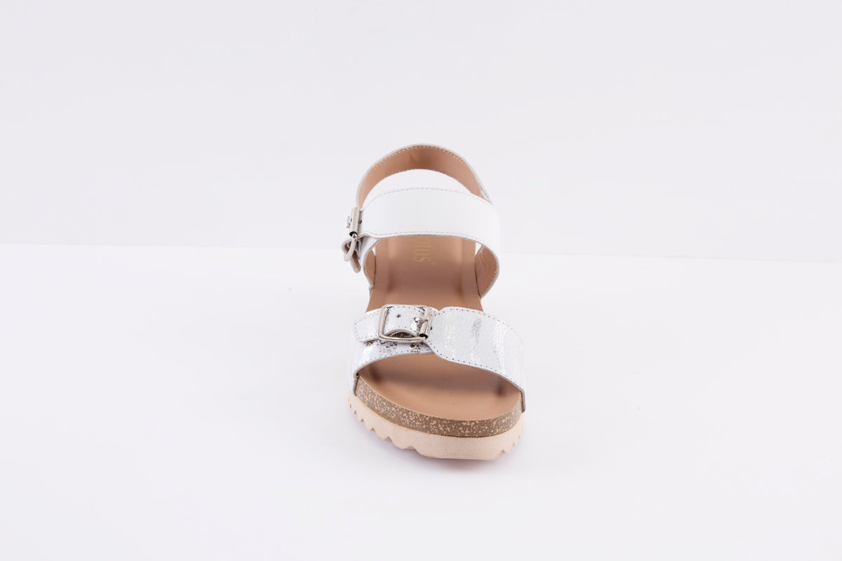 LOTUS - BRYNLEE WEDGE BUCKLE FASHION SANDAL - WHITE PRINT