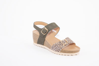 LOTUS - BRYNLEE WEDGE BUCKLE FASHION SANDAL - GREEN PRINT