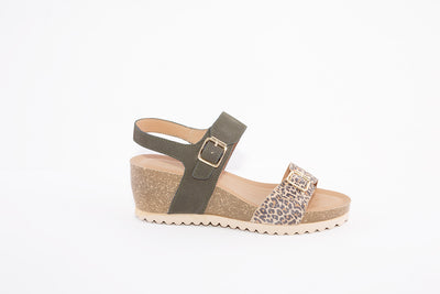 LOTUS - BRYNLEE WEDGE BUCKLE FASHION SANDAL - GREEN PRINT