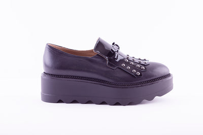 MARCO MOREO - G684 WEDGE SLIP-ON SHOE - BLACK LEATHER