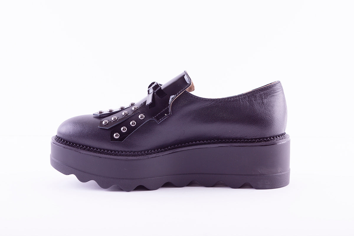 MARCO MOREO - G684 WEDGE SLIP-ON SHOE - BLACK LEATHER