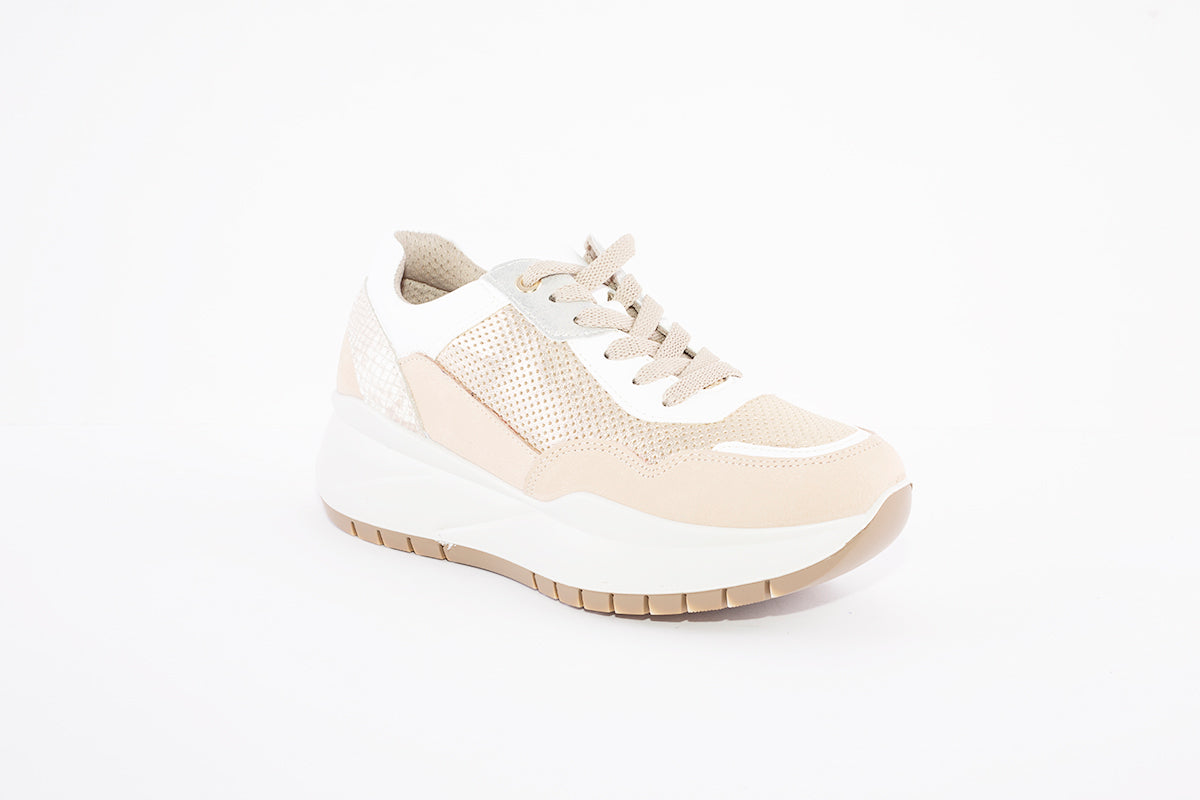 IMAC - 156460 CHUNKY LACED FASHION TRAINER - BEIGE/GOLD