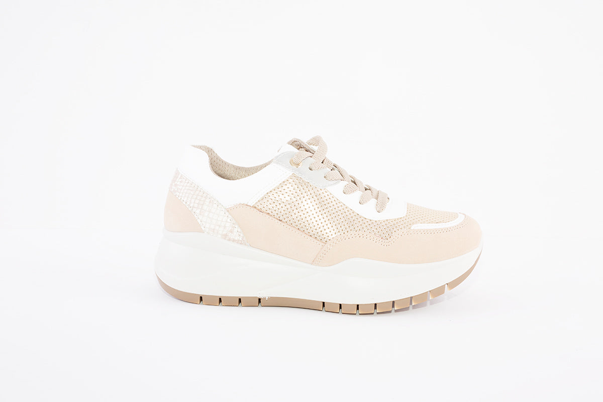 IMAC - 156460 CHUNKY LACED FASHION TRAINER - BEIGE/GOLD