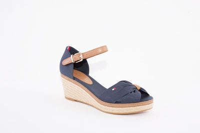 TOMMY HILFIGER - ICONIC ELBA-HIGH WEDGE FABRIC SANDAL - NAVY